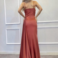 Spaghetti-Träger Perlenstickerei Langes Meerjungfrau-Abschlussballkleid Split mit Rüschen gh758