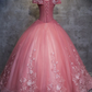 Weg von den Schulter-langen Ballkleid-Spitze-Prinzessin-Abschlussball-Kleidern Quinceanera-Kleidern gh927