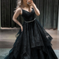 Blue v neck tulle sequin long prom dress blue formal dress gh913