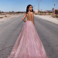 tulle sequin long prom dress formal dress gh1017
