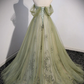 Aline Green Long Prom Dress, Green Tulle Formal Evening Dress gh2572