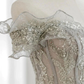Gray Tulle Sequin Lace Off Shoulder Long Prom Dress, Gray Evening Dress gh2576