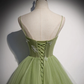 Lovely Green Tulle Prom Dress, Long Green Evening Party Dresses Sweet 16 Dresses gh2575
