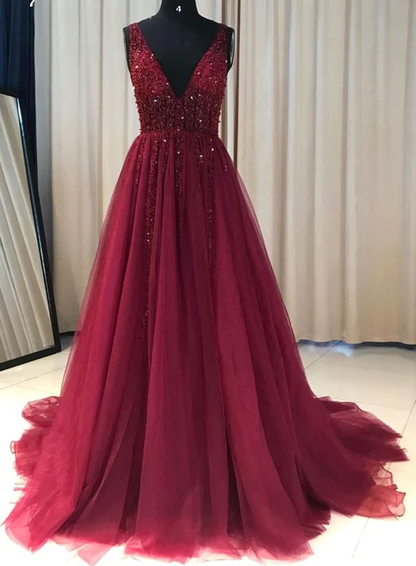 Perlenbesetztes Ballkleid A-Linie, Ballkleider, Abendkleid, Tanzkleid, Abschlussfeierkleid gh2164