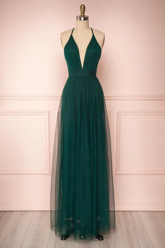 Grünes Waldgrünes langes Ballkleid gh2297