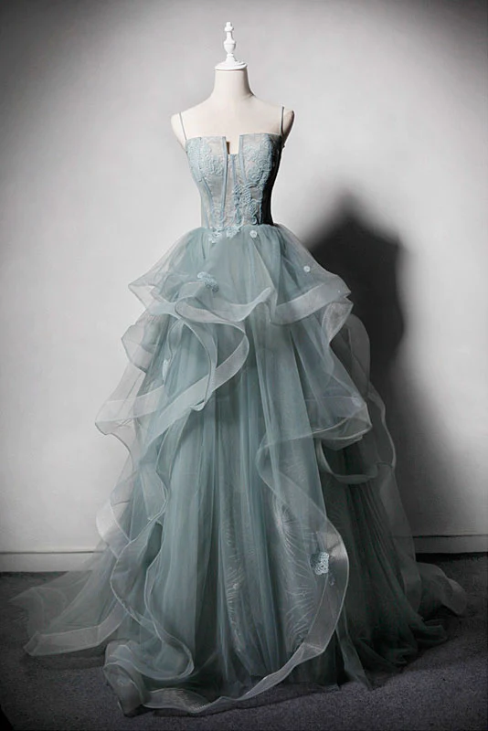LANGES ABSCHLUSSKLEID AUS TÜLL-SPITZE IN GRÜN, ABENDKLEID IN GRÜN gh2300