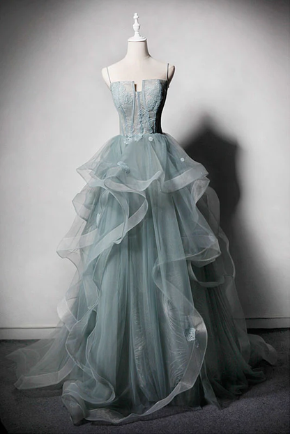 LANGES ABSCHLUSSKLEID AUS TÜLL-SPITZE IN GRÜN, ABENDKLEID IN GRÜN gh2300