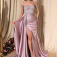 Elegant Spaghetti-Straps Pink Mermaid Prom Dress With Ruffles Split gh2030