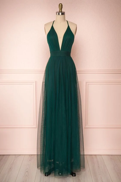 Grünes Waldgrünes langes Ballkleid gh2297