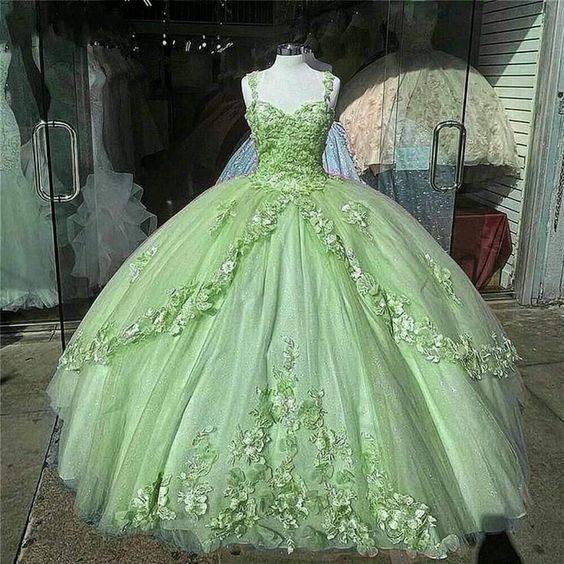 A-Linie Träger-Ballkleid mit Applikationen Bonbon 16 Kleid Prinzessin Quinceanera Kleider Spitze Applikationen Bonbon 15 Party Prom Ballkleider gh2022