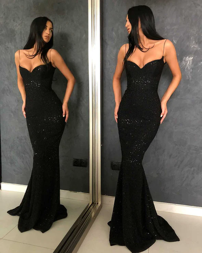 Nobles Glitzer-Silber-langes Kleid Formale Meerjungfrau-Ballkleidergh2018