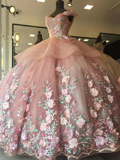 Wunderschönes langes Ballkleid mit Blumenmuster in Rosa, formelles Abendkleid gh2023