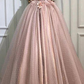 A-Linie Tüll mit V-Ausschnitt, lange Ballkleider, perlrosa Applikationen, formelles Abendkleid gh2126