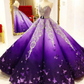 Purple long gorgeous sweetheart ball gown ball gown evening dress satin with applique train gh2020