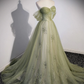Aline Green Long Prom Dress, Green Tulle Formal Evening Dress gh2572