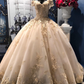 champagne ball gown prom dress Quinceanera Dresses  gh2314