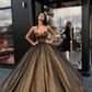 Ballkleid-Schatz-braune lange trägerlose Perlen ärmellose Quinceanera-Kleider gh2223