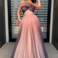 One-Shoulder Ombre Long Prom Dress Elegant Tulle Formal Gown  gh2204