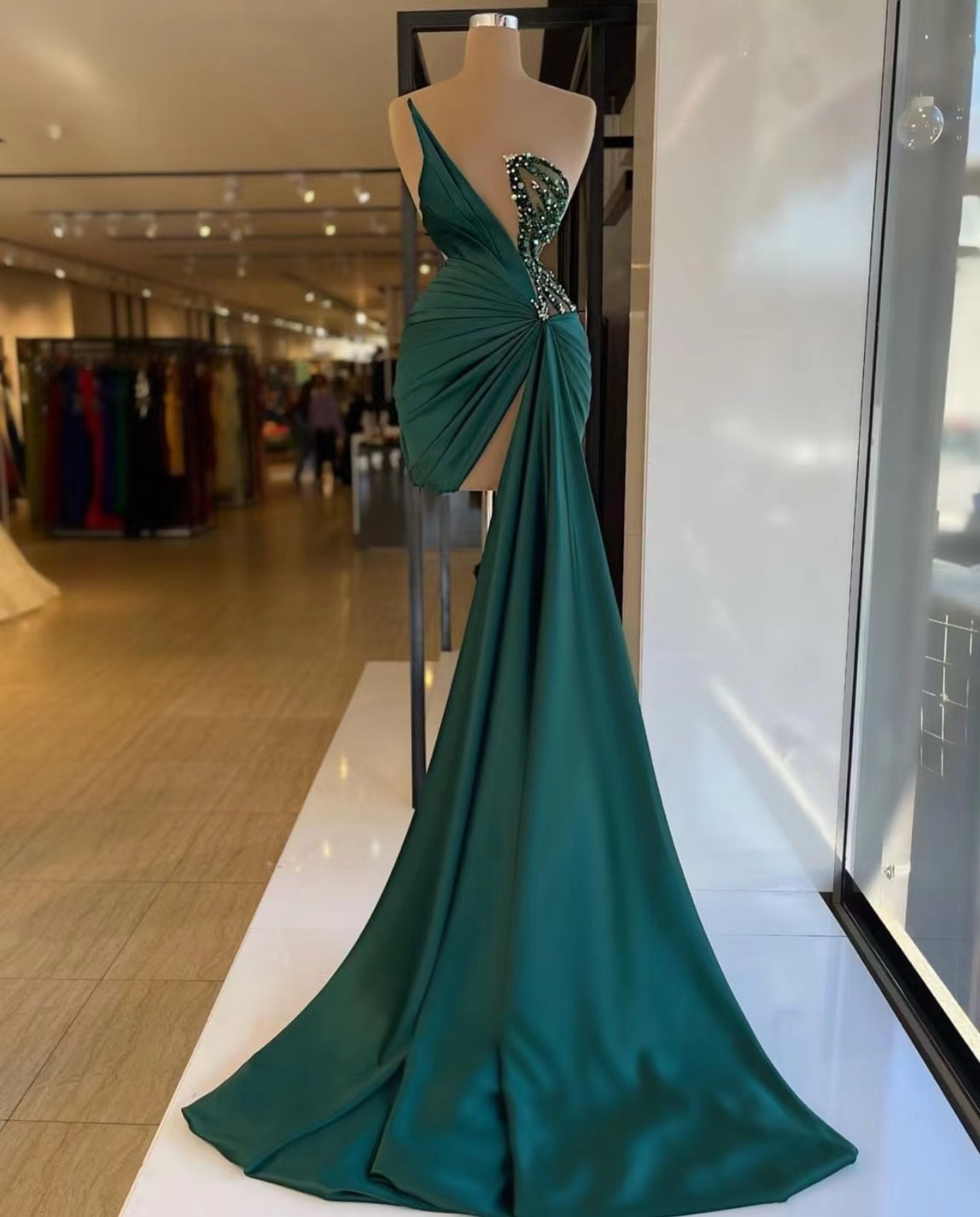 green dresses for women party mermaid beaded sexy evening dresses  gh1988