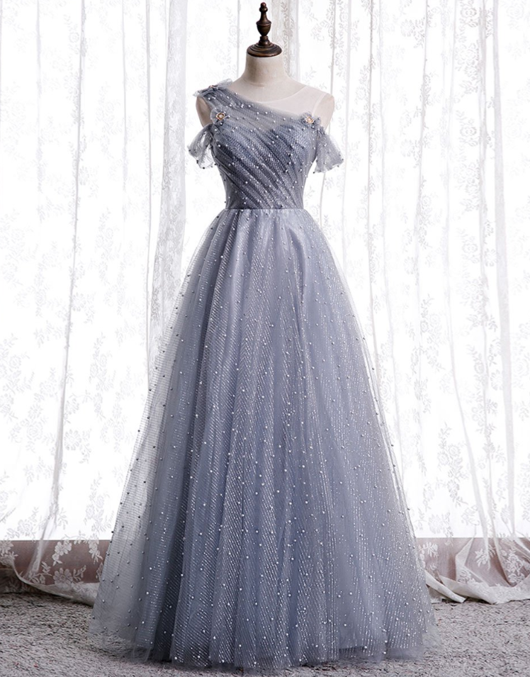 Tüllperlen langes Ballkleid Tüll Abendkleid gh2264