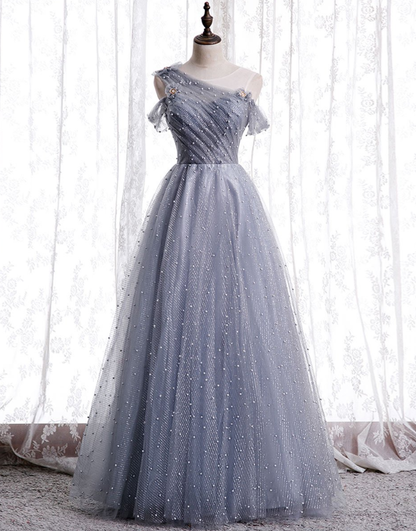 Tüllperlen langes Ballkleid Tüll Abendkleid gh2264