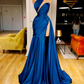 blaues Ballkleid, perlenbesetzte Ballkleider, One-Shoulder-Ballkleider gh1985