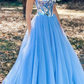 Blue/light pink/pink/black Shiny Sequins BlueTulle Sweetheart Formal Evening Dresses Long Prom Dresses gh2246