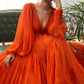 Anpassbares langes Partykleid mit Puffärmeln gh2151