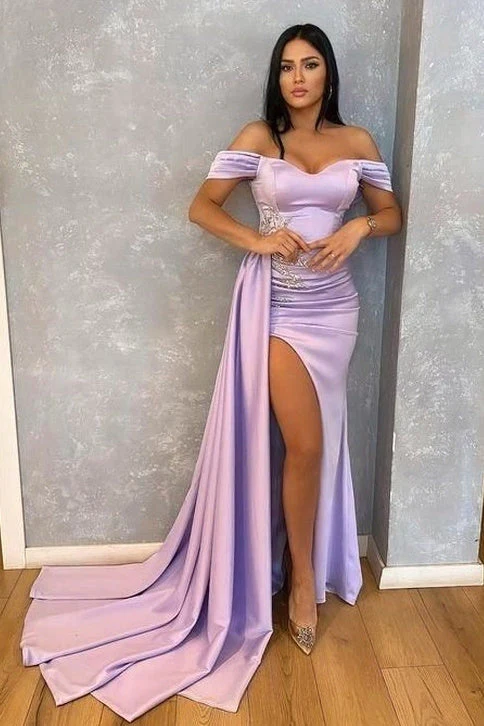 MEERJUNGFRAU SCHULTERFREIES SWEETHEART HOHE GETEILTE SEITLICHE ZUG BODENLÄNGES ABSCHLUSSKLEID gh2564