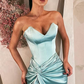 Sky Blue Long V-Neck Prom Dress With Split  gh2035