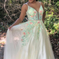Wunderschöne Träger A-Linie Blumenbesticktes langes Ballkleid gh2456