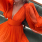 Anpassbares langes Partykleid mit Puffärmeln gh2151
