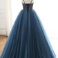 Bezaubernde Tüll-Spaghetti-Träger wulstige Pailletten-formale Abschlussball-Kleider, elegante Abend-formale Kleider gh2263
