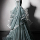 LANGES ABSCHLUSSKLEID AUS TÜLL-SPITZE IN GRÜN, ABENDKLEID IN GRÜN gh2300
