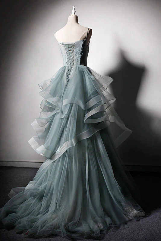 LANGES ABSCHLUSSKLEID AUS TÜLL-SPITZE IN GRÜN, ABENDKLEID IN GRÜN gh2300