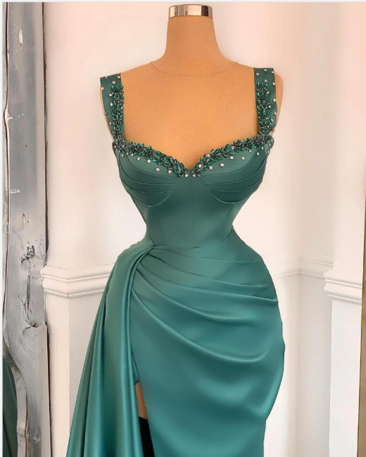 Amazing Sweetheart Crystal Ruffles Mermaid Evening Gown With Long Sweep Train  gh2056