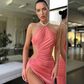 Modernes, ärmelloses Meerjungfrau-Abschlussballkleid mit langem Schlitz Online gh2036