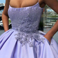 Lila Ballkleid Spaghettiträger Satin Sweet 16 Kleid mit Taschen Quinceanera Kleid gh2217