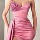 Moderne Schatz-Meerjungfrau-langes Abschlussball-Kleid-Split-Rüschen mit Pailletten gh2028