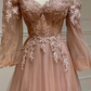 Stylish tulle lace long prom dress A line evening gown  gh2347