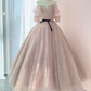 Robe de bal longue en tulle champagne, robe de soirée longue en tulle gh2260