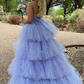 Glitter Hi-Low Lavender Tiered Tulle Prom Dress gh2249