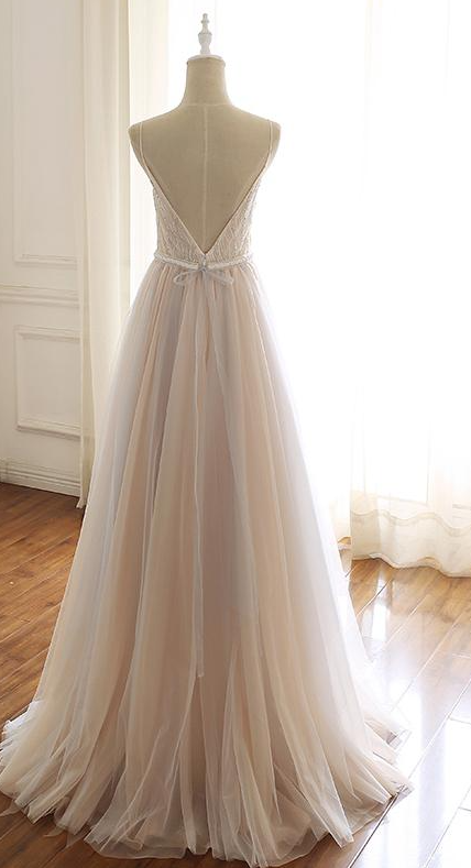 Spaghetti Straps Open Back Prom Dress Formal Evening Dresses  gh2261