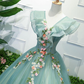 Grünes langes Ballkleid aus Tüll mit V-Ausschnitt, formelle Kleider, grünes Abendkleid gh2194