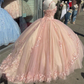 A-Linie Träger-Ballkleid mit Applikationen Bonbon 16 Kleid Prinzessin Quinceanera Kleider Spitze Applikationen Bonbon 15 Party Prom Ballkleider gh2022