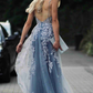 Stunning Dsuty Blue Tulle Long Formal Dress with Appliques gh2305