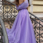 Purple off shoulder tulle long prom dress, A line tulle formal dress gh2251