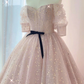 Robe de bal longue en tulle champagne, robe de soirée longue en tulle gh2260