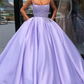 Lila Ballkleid Spaghettiträger Satin Sweet 16 Kleid mit Taschen Quinceanera Kleid gh2217