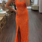 Emerald green/silver/orange/pink/yellow elegant sexy fashion spaghetti strap sequins mermaid slim fit slit long floor length prom dress evening dress party dress gh2238